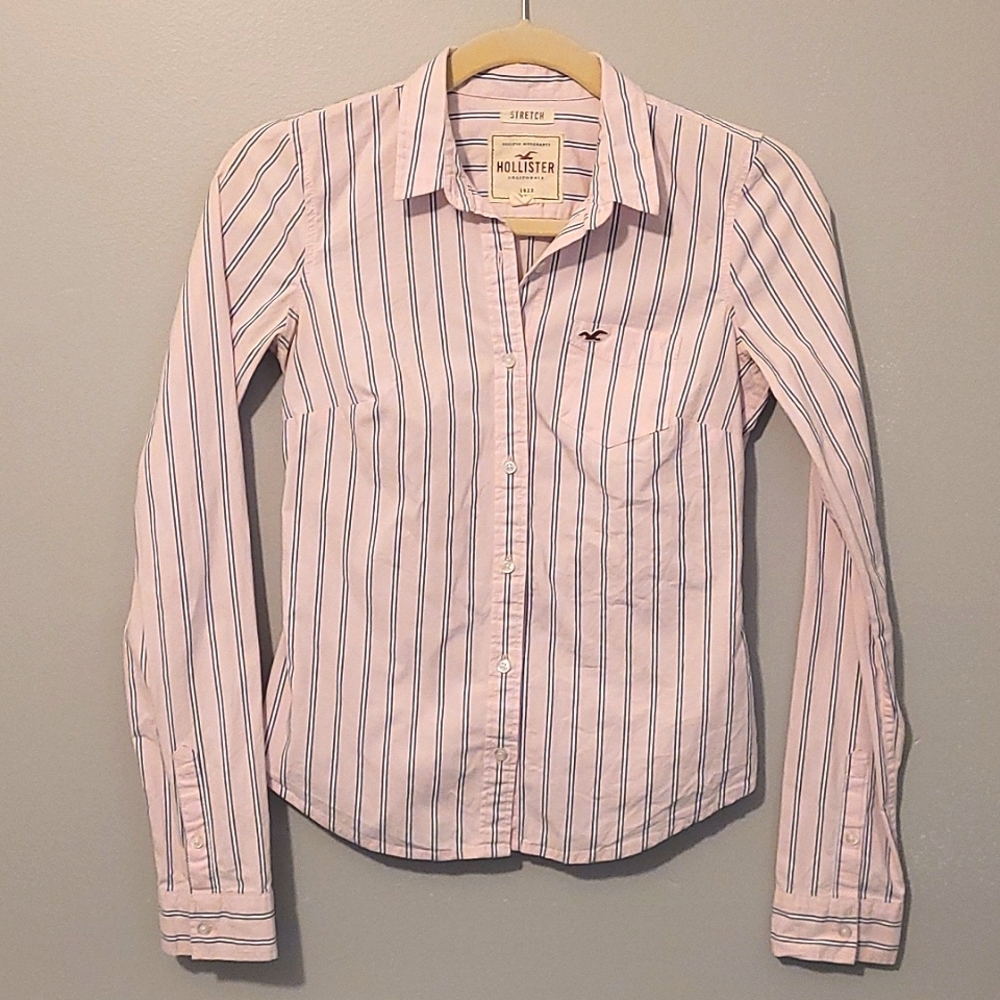 Pale pink striped button down